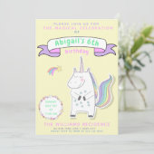 かわいいユニコーン |女の子の誕生日パーティー招待状 招待状 (スタンド正面)