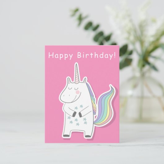 かわいいユニコーン - 女の子の誕生日 ポストカード (スタンド正面)