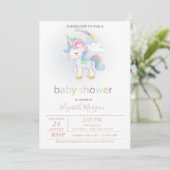 かわいいユニコーン 星 虹 ベビーシャワー 招待状 (スタンド正面)