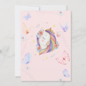 かわいいユニコーン 花と蝶の赤ちゃん歓迎会 招待状 (裏面)