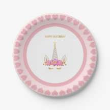 かわいいユニコーン、花と金のコンフェッティの誕生日パーティー用品