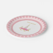 かわいいユニコーン,花と金ゴールド紙吹雪誕生日P ペーパープレート (アングル)