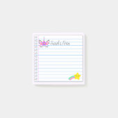 かわいいユニコーン＆虹の流れ星 3"x"3" ポストイット (正面)