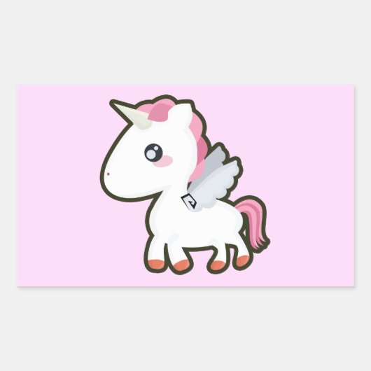 かわいいユニコーン 長方形シール (正面)