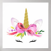 かわいいユニコーン, 魔法のユニコーン, 女の子の寝室, ピンク ポスター (正面)