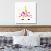 かわいいユニコーン,魔法のユニコーン,女の子子供部屋,ピンク キャンバスプリント (インサイチュ (寝室))