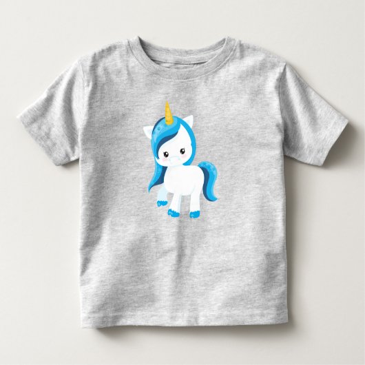 かわいいユニコーン，魔法ユニコーン，冬，雪 トドラーTシャツ (正面)