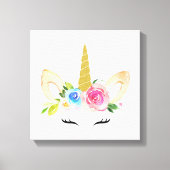 かわいいユニコーン，魔法ユニコーン，女の子子供部屋，ピンク キャンバスプリント (正面)