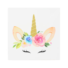 かわいいユニコーン，魔法ユニコーン，女の子子供部屋，ピンク メタルプリント