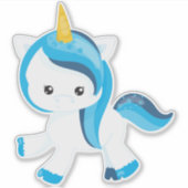 かわいいユニコーン，魔法ユニコーン，雪の結晶，冬 シール (正面)