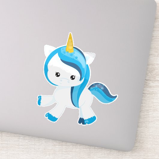 かわいいユニコーン，魔法ユニコーン，雪の結晶，冬 シール (詳細)