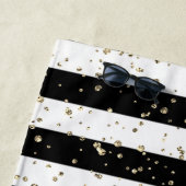 かわいいユニコーン、黒と白のストライプ -  - オーダーメイド ビーチタオル (インサイチュ)