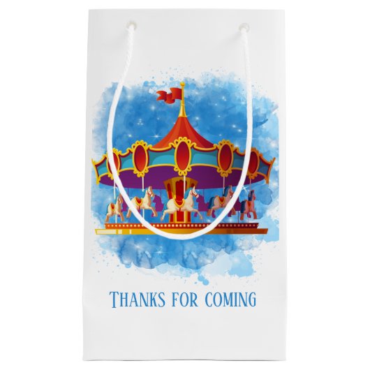 かわいいユニセックスキッズ回転木馬追加文字 スモールペーパーバッグ (正面)