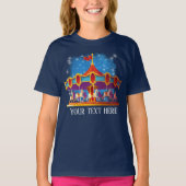 かわいいユニセックスキッズ回転木馬追加文字 Tシャツ (正面)