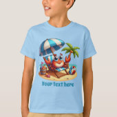 かわいいユニセックスビーチカニ追加文字 Tシャツ (正面)