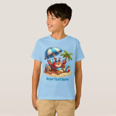 かわいいユニセックスビーチカニ追加文字 Tシャツ (正面フル)