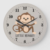 かわいいユニセックスベビーモンキーウォールデカール時計 ラージ壁時計 (正面)