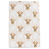 かわいいユニセックスベビーヤギのタイルパーティー ミディアムペーパーバッグ (正面)