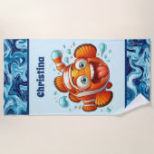 かわいいユニセックス子供海魚の名前を追加 ビーチタオル (正面)