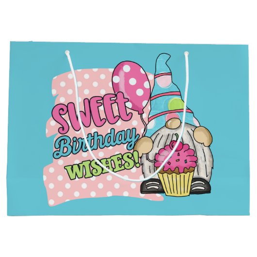 かわいいユニセックス格言誕生日の願い ラージペーパーバッグ (裏面)