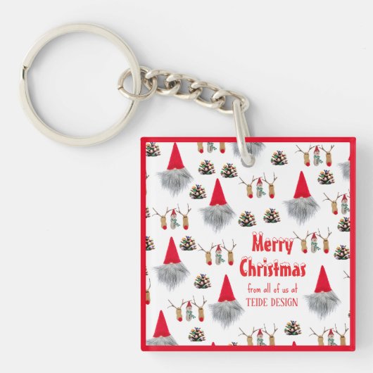 かわいいユニークな赤いクリスマスキーチェーンの顧客ギフト キーホルダー (正面)