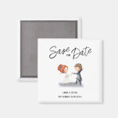 かわいいユニークカップル踊りロマン結婚ティック マグネット (正面/裏面)