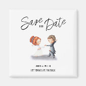 かわいいユニークカップル踊りロマン結婚ティック マグネット (正面)