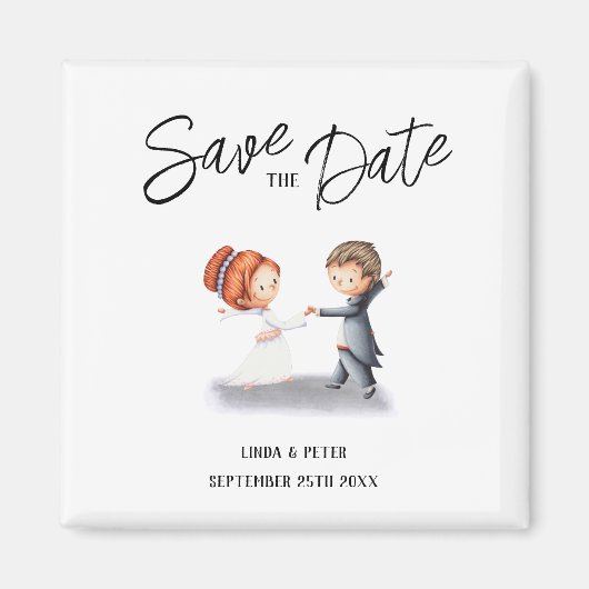 かわいいユニークカップル踊りロマン結婚ティック マグネット (正面)