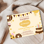 かわいいユニークドナッツケーキアイスクリームkidの誕生日 招待状