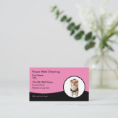 かわいいユニークハウスクリーニングメイドビジネスカード 名刺 (スタンド正面)