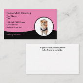 かわいいユニークハウスクリーニングメイドビジネスカード 名刺 (正面/裏面)