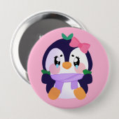 かわいいユニークペンギンを壊した 缶バッジ (正面&裏面)
