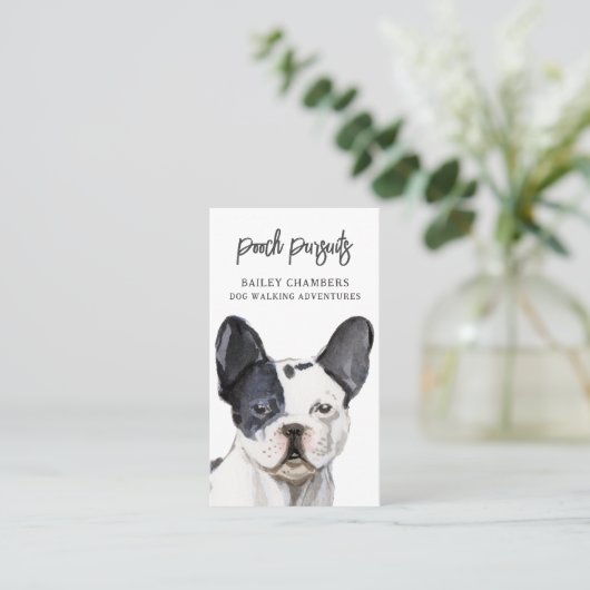 かわいいユニーク水彩ドッグウォーカー 名刺 (スタンド正面)