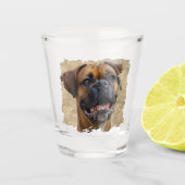 かわいいユニーク金ゴールドブラックボクサードッグパパ恋人の写真 ショットグラス (正面)