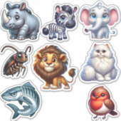 かわいいユニーク3D動物のステッカーセット シール (正面)