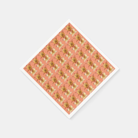 かわいいユリエレガントの花の写真デザイン スタンダードカクテルナプキン (角)