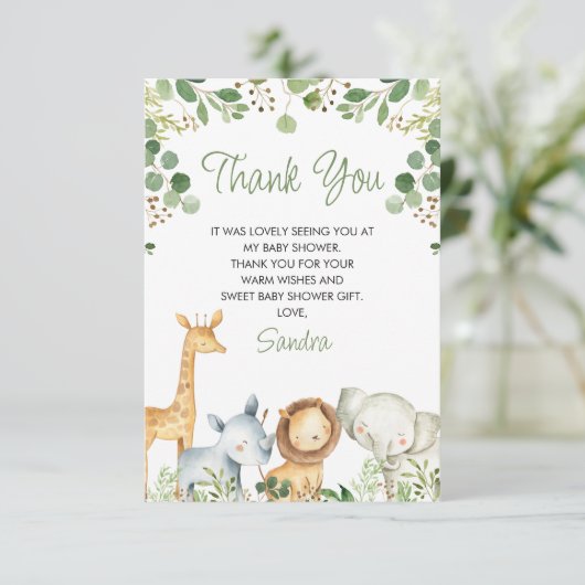 かわいいユーカリの葉サファリ赤ちゃんシャワーカード 招待状 (スタンド正面)