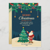 かわいいユーモアあふれるクリスマスホリデーカード 招待状 (正面/裏面)