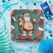 かわいいユーモアあふれるサンタクロース ペーパープレート (パーティー)