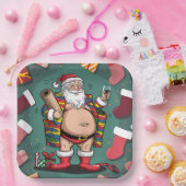 かわいいユーモアあふれるサンタクロース ペーパープレート (パーティー)