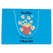 かわいいユーモアたっぷりの飛び跳ねるポップコーンの漫画 ラージペーパーバッグ (裏面)