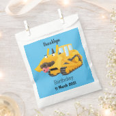 かわいいユーモアたっぷりの黄色いブルドーザーのアニメキャラクター フェイバーバッグ (クリップ留めされた状態)