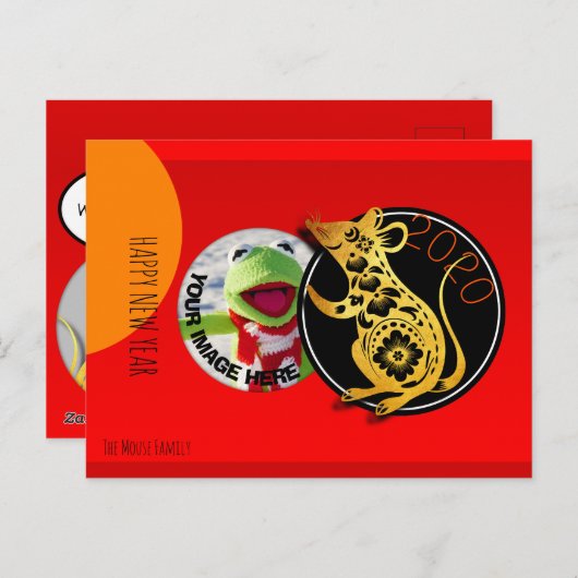 かわいいユーモアねずみ切り紙2020年ポストカード ポストカード (正面/裏面)