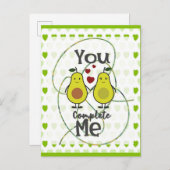 かわいいユーモアのあるアボカドカップル あなたが私を完成させる ポストカード (正面/裏面)