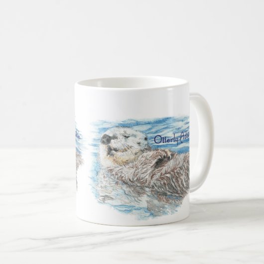 かわいいユーモアのあるカワウソ コーヒーマグカップ (正面右)