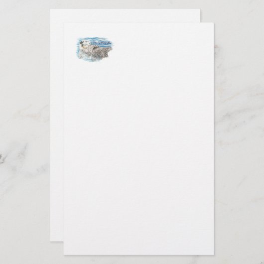 かわいいユーモアのあるカワウソ 便箋 (正面/裏面)