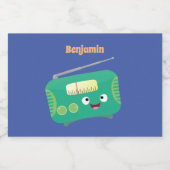 かわいいユーモアのあるハッピーなレトロラジオのカートゥーン フードラベル (シングルラベル)