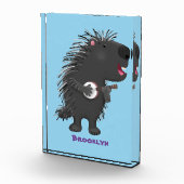 かわいいユーモアのあるハリネズミがバンジョーを弾く漫画 フォトブロック (右)