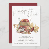 かわいいユーモアのあるリンゴとフレンドリーなディナー 招待状 (正面/裏面)