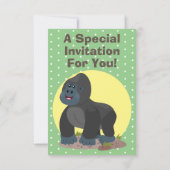 かわいいユーモアのある大きなゴリラの漫画イラスト 招待状 (裏面)